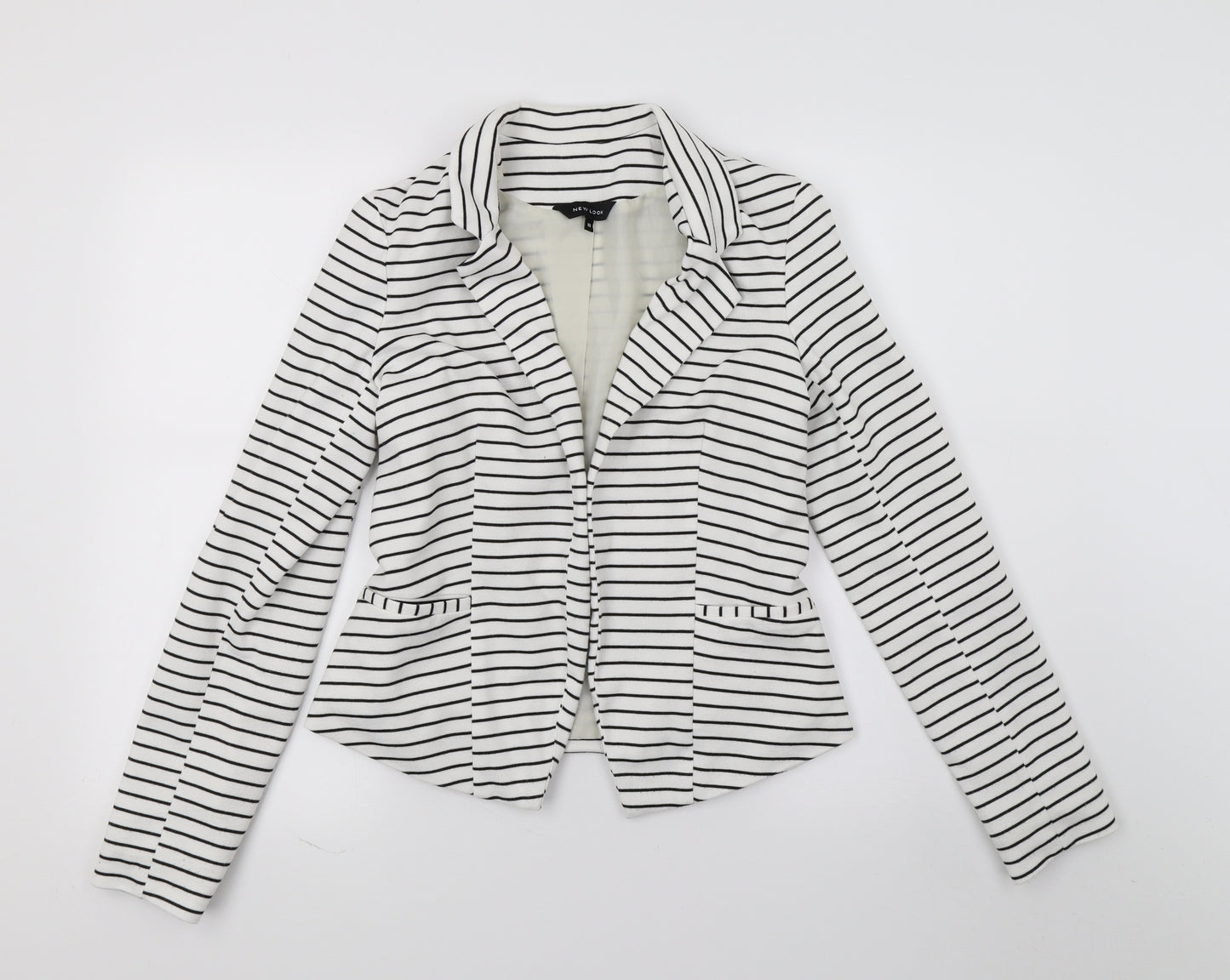 New Look Womens White Striped  Jacket Blazer Size 10