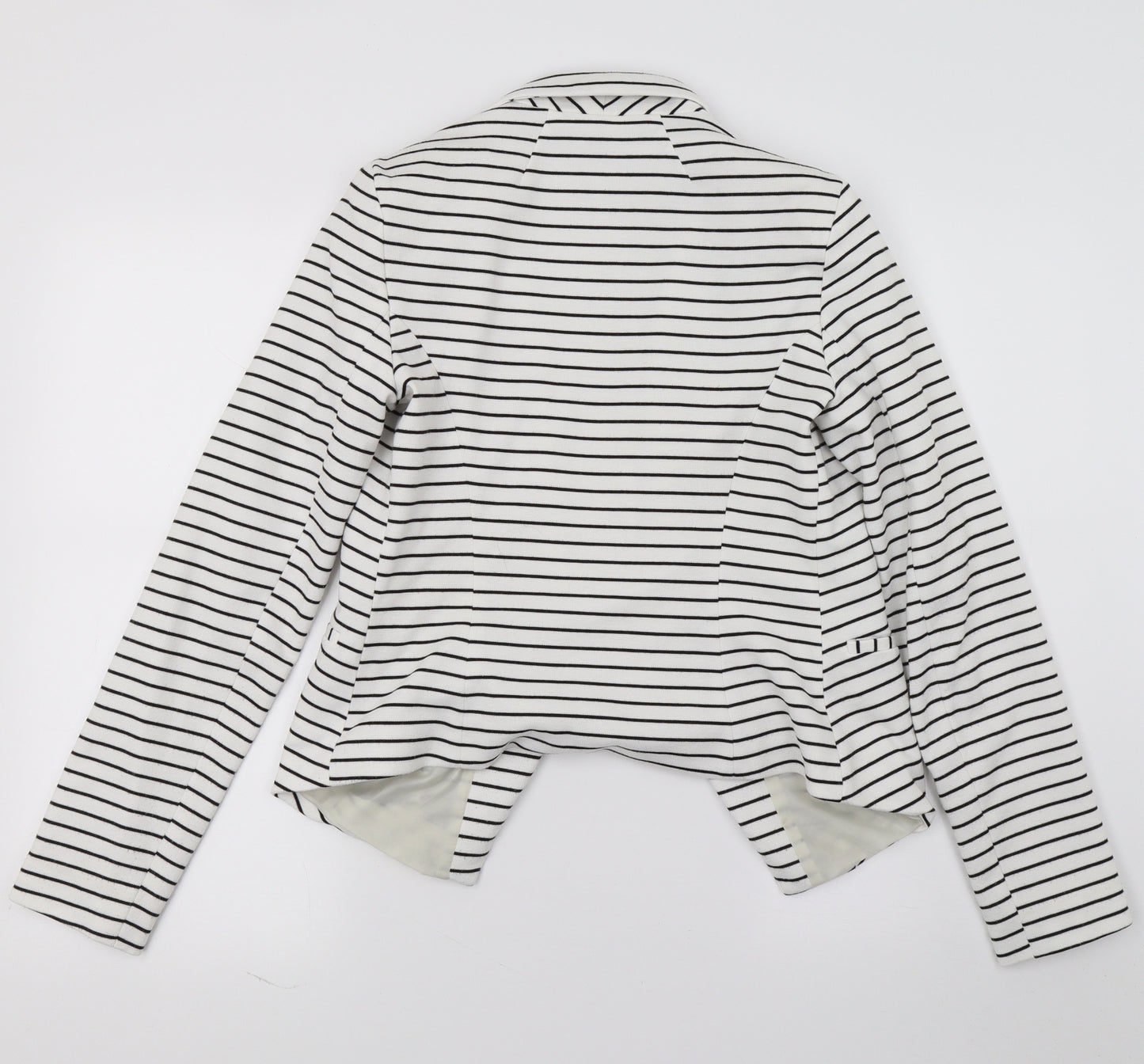 New Look Womens White Striped  Jacket Blazer Size 10