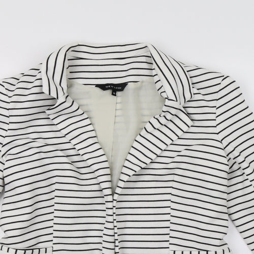 New Look Womens White Striped  Jacket Blazer Size 10