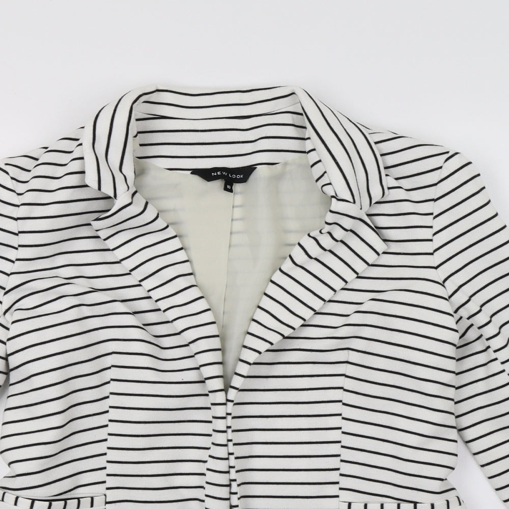 New Look Womens White Striped  Jacket Blazer Size 10