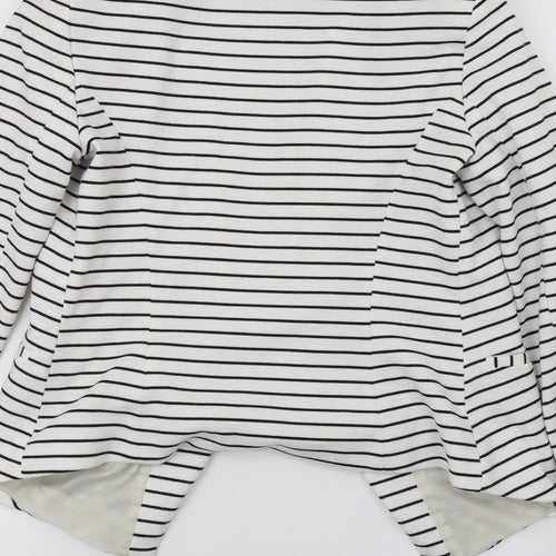 New Look Womens White Striped  Jacket Blazer Size 10