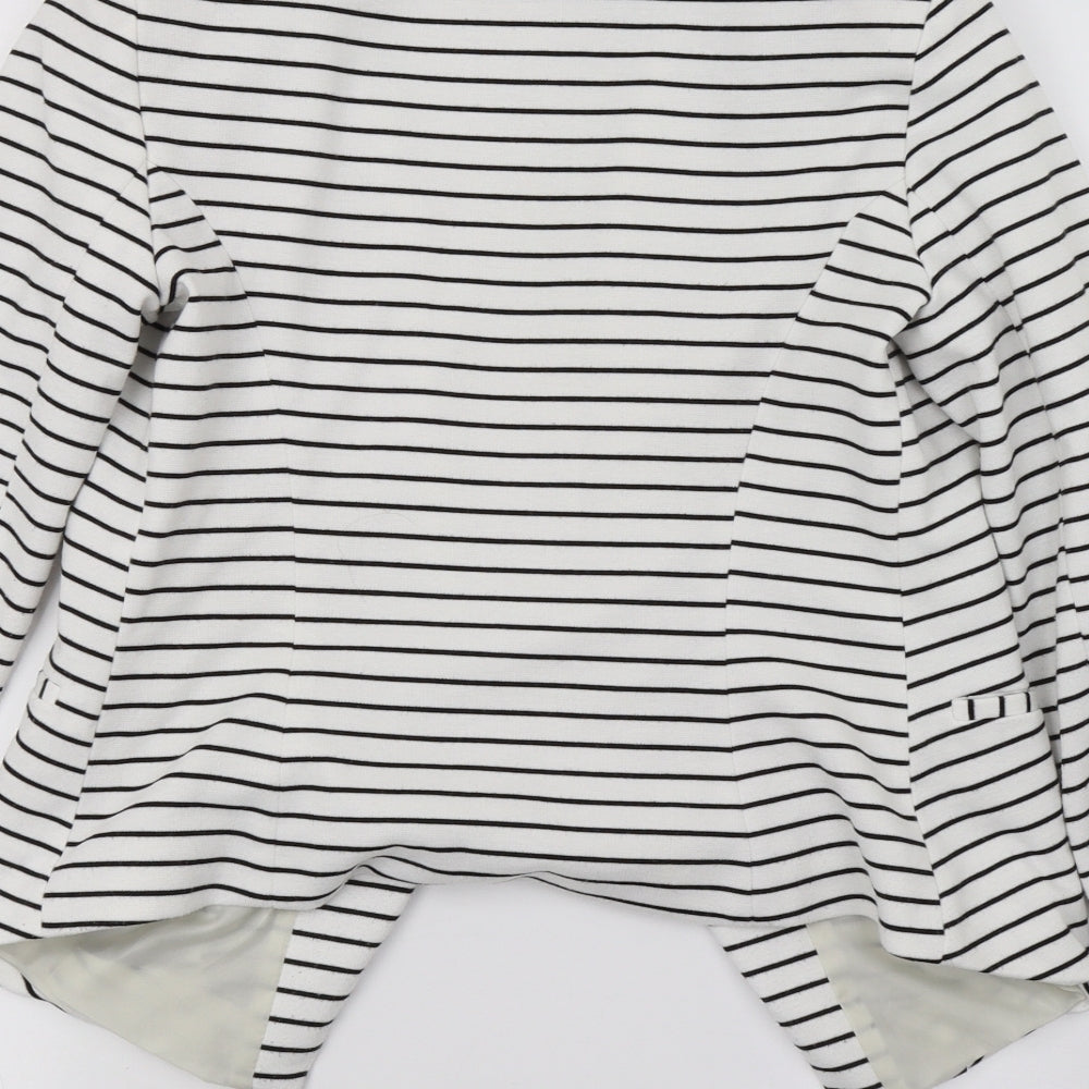 New Look Womens White Striped  Jacket Blazer Size 10
