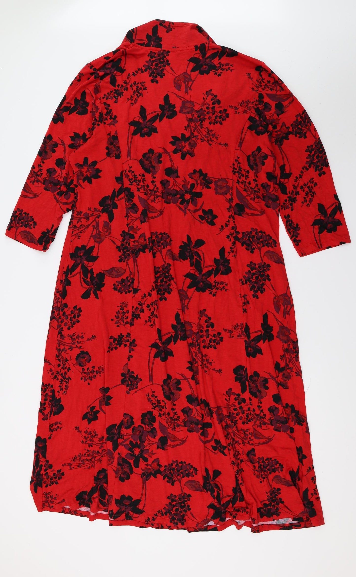 Bonmarché Womens Red Floral Jersey A-Line  Size 24