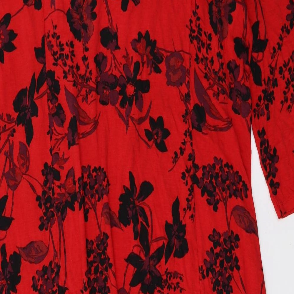 Bonmarché Womens Red Floral Jersey A-Line  Size 24