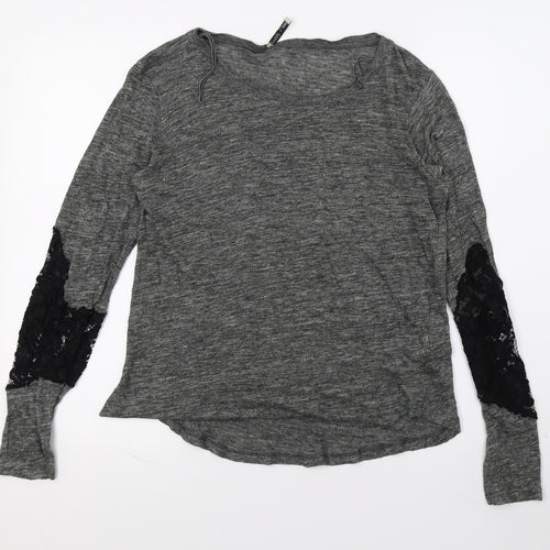 Zara Womens Grey  Knit Pullover Jumper Size M  - Lace detail