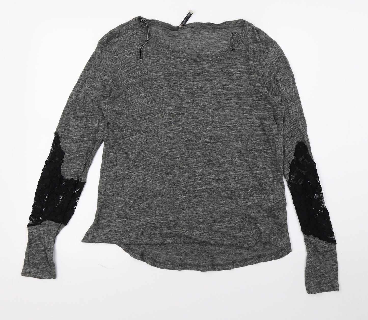 Zara Womens Grey  Knit Pullover Jumper Size M  - Lace detail