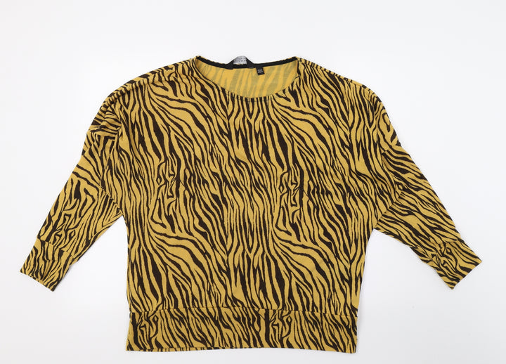 Dorothy Perkins Womens Orange Striped Jersey Pullover Jumper Size 16