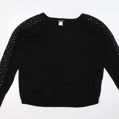 Balsamik Womens Black  Knit Pullover Jumper Size 10