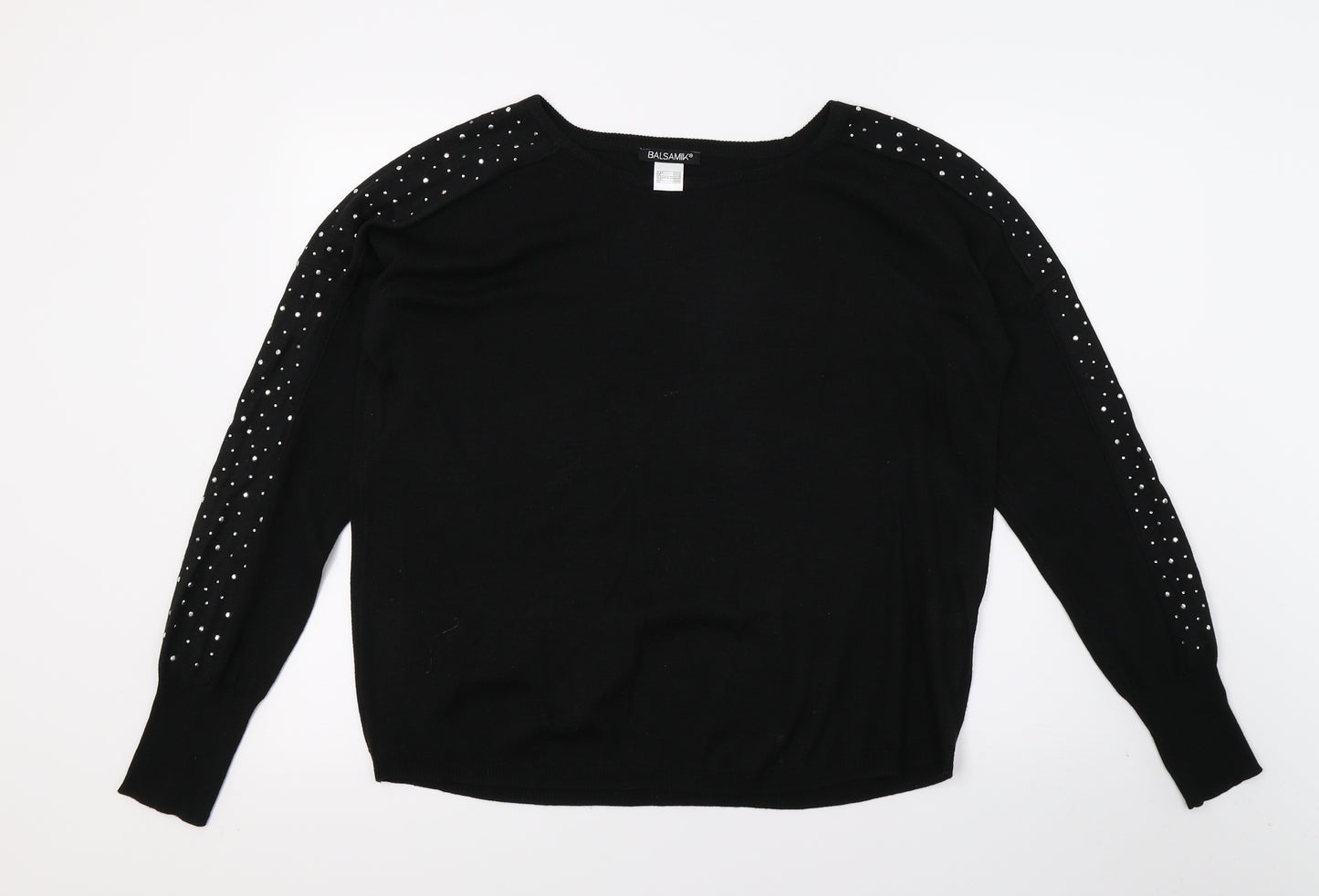 Balsamik Womens Black  Knit Pullover Jumper Size 10
