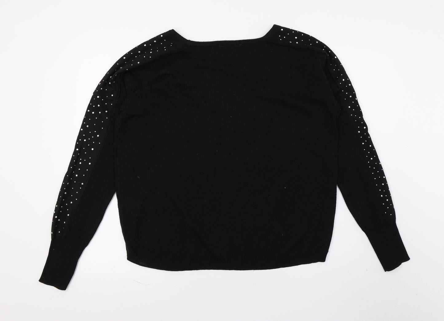 Balsamik Womens Black  Knit Pullover Jumper Size 10