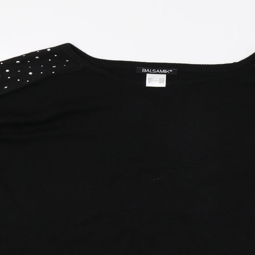 Balsamik Womens Black  Knit Pullover Jumper Size 10
