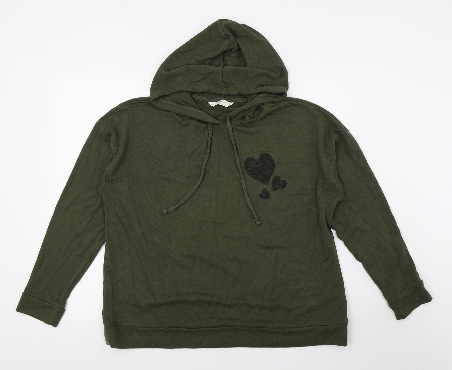 Marks and Spencer Womens Green  Knit Pullover Hoodie Size 14  - Love Hearts