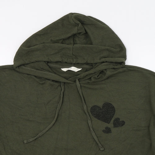 Marks and Spencer Womens Green  Knit Pullover Hoodie Size 14  - Love Hearts