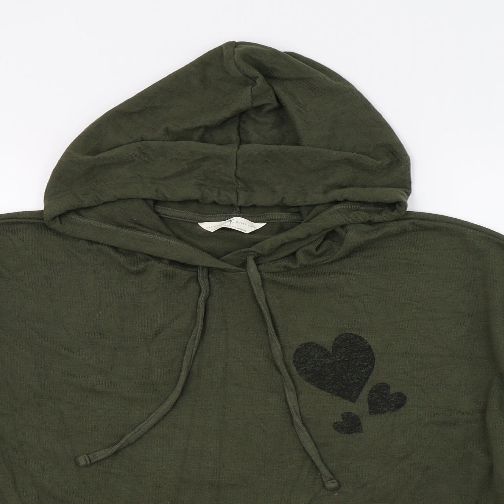 Marks and Spencer Womens Green  Knit Pullover Hoodie Size 14  - Love Hearts