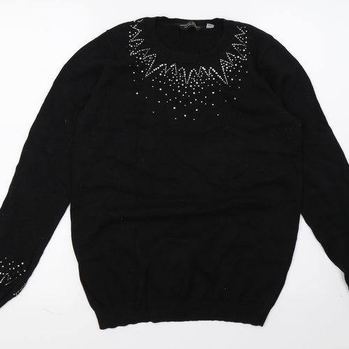Dorothy Perkins Womens Black  Knit Pullover Jumper Size 10
