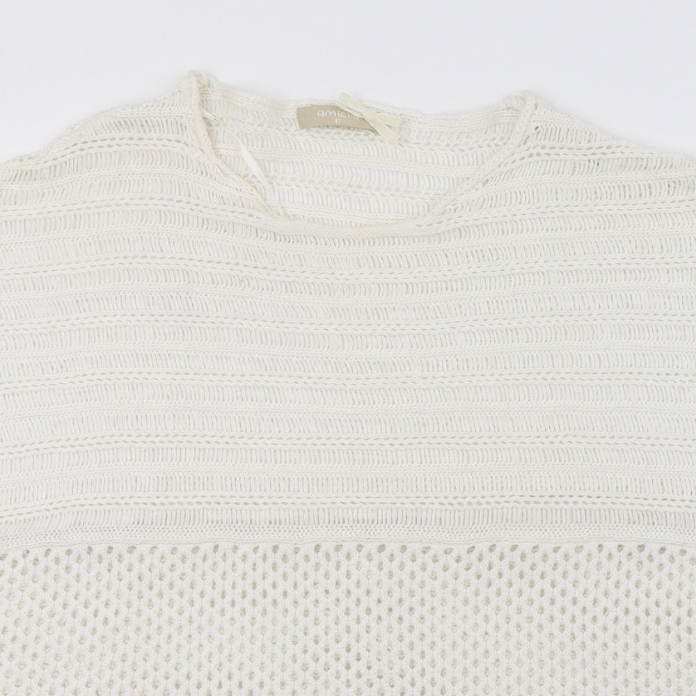 Amichi Womens White  Knit Pullover Jumper One Size