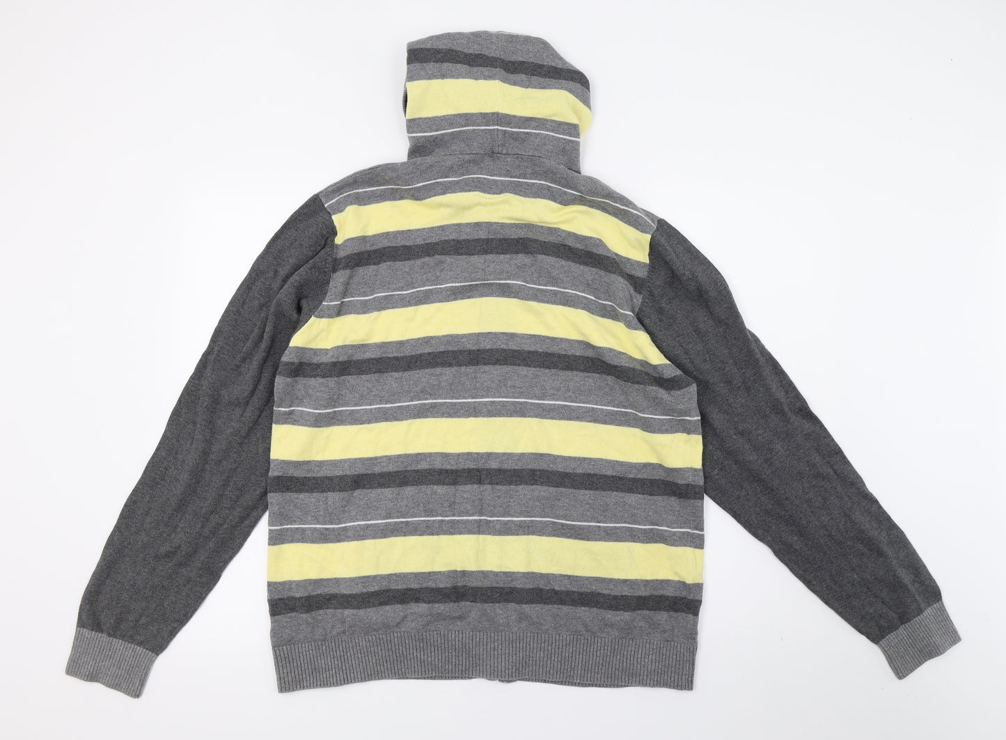 NEXT Mens Grey Striped Knit Full Zip Hoodie Size L