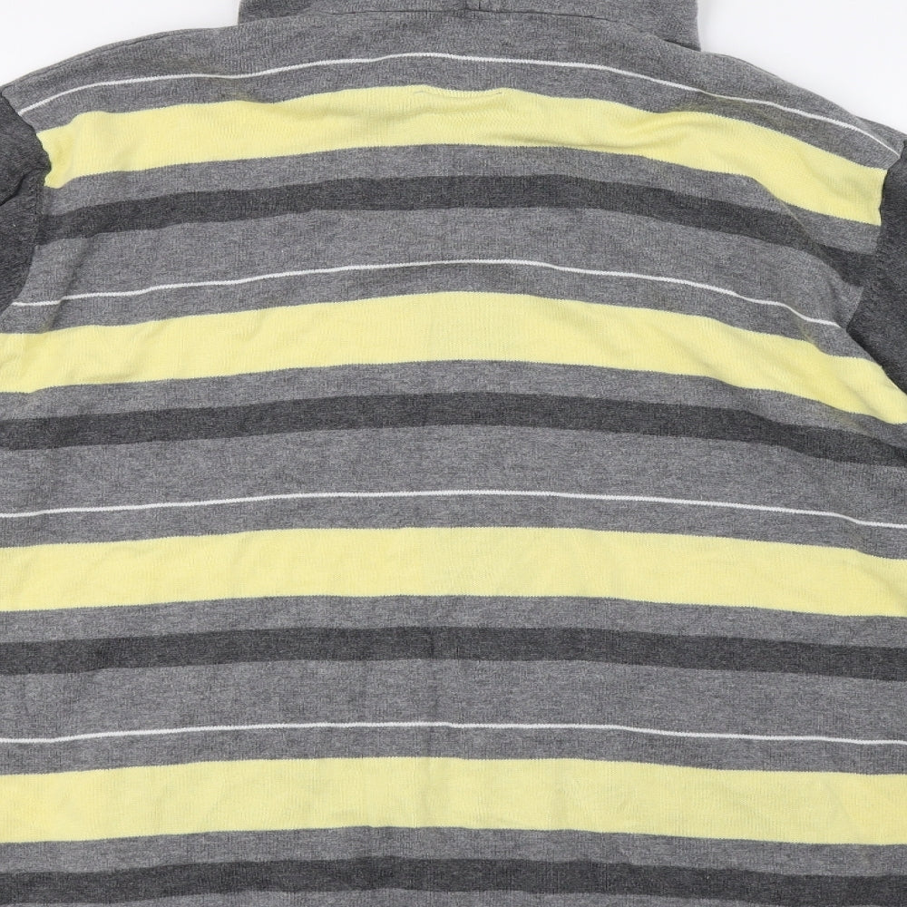 NEXT Mens Grey Striped Knit Full Zip Hoodie Size L
