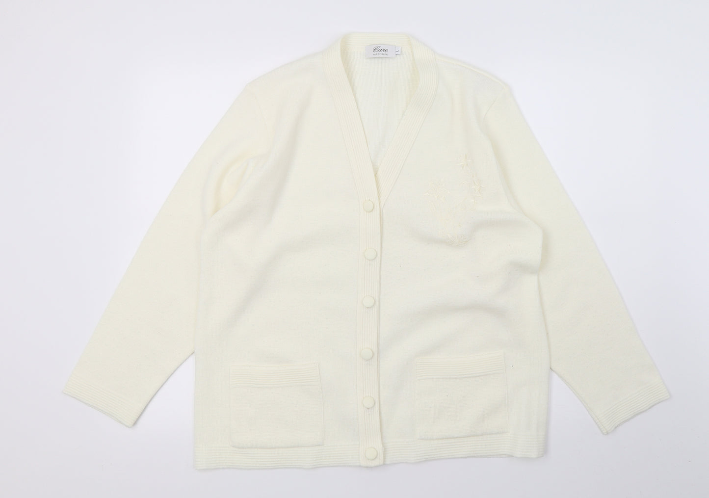 Care Womens Ivory  Knit Cardigan Jumper Size L