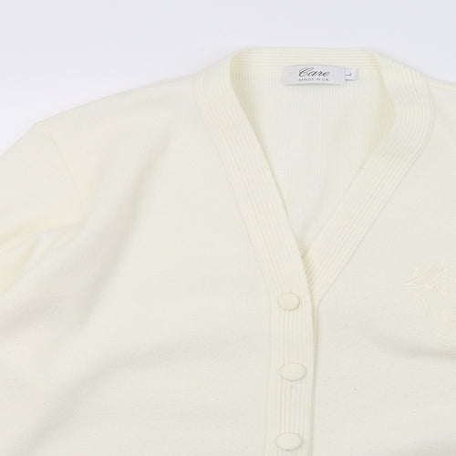 Care Womens Ivory  Knit Cardigan Jumper Size L