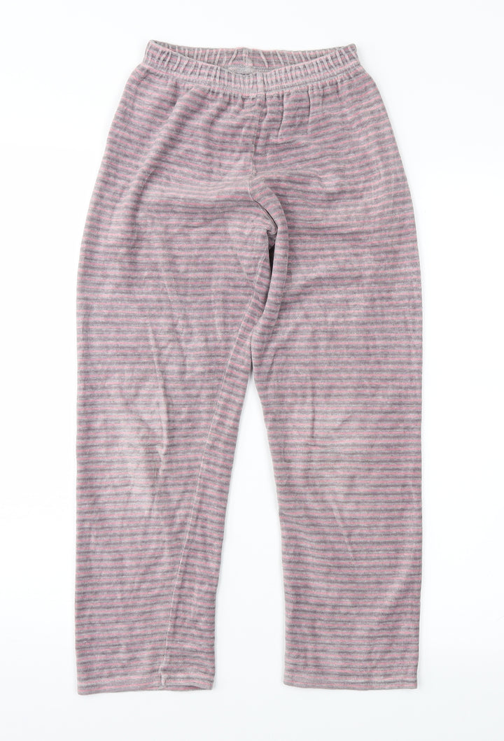 Preworn Girls Pink Striped Fleece Jogger Trousers Size 10 Years