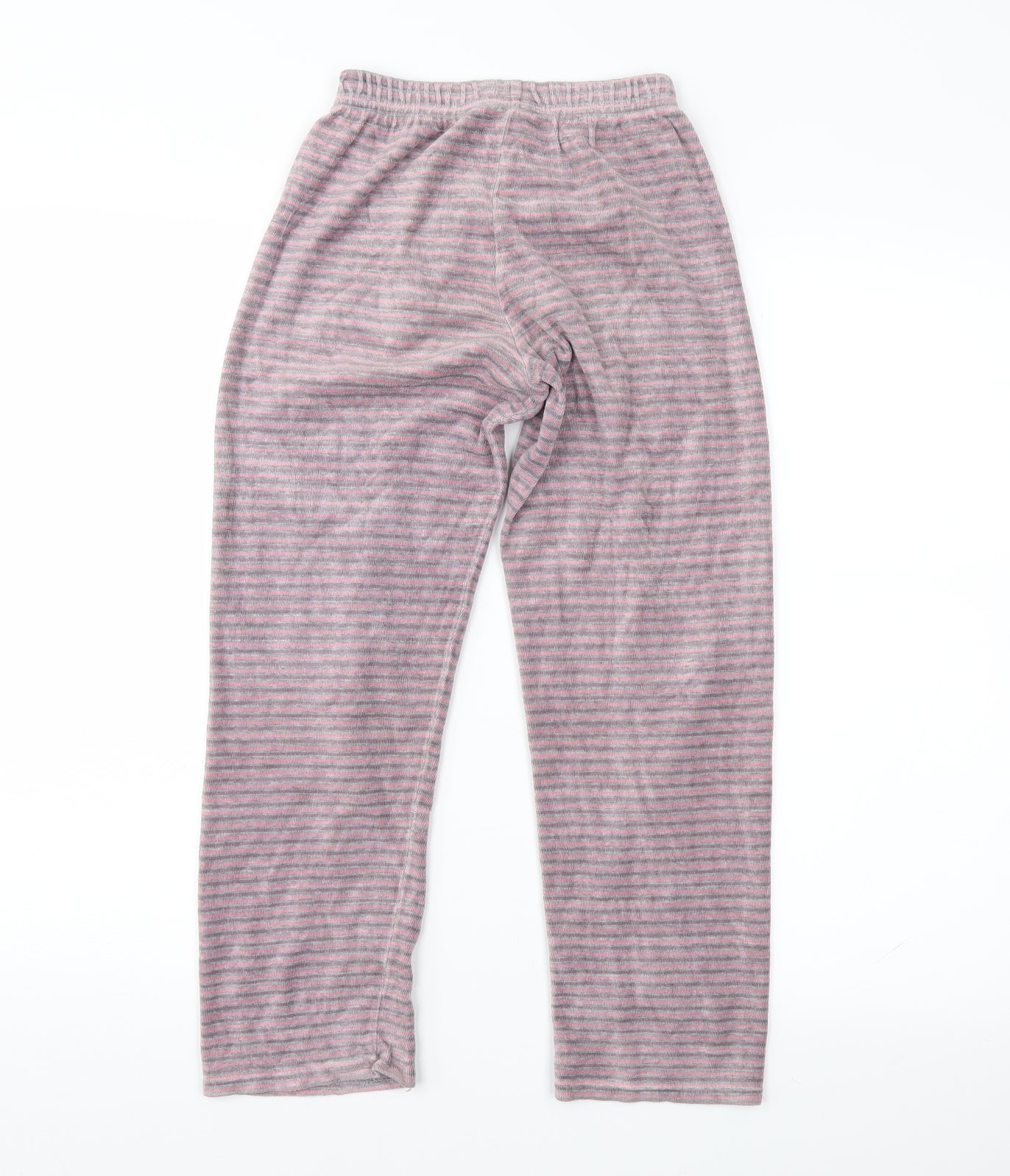 Preworn Girls Pink Striped Fleece Jogger Trousers Size 10 Years
