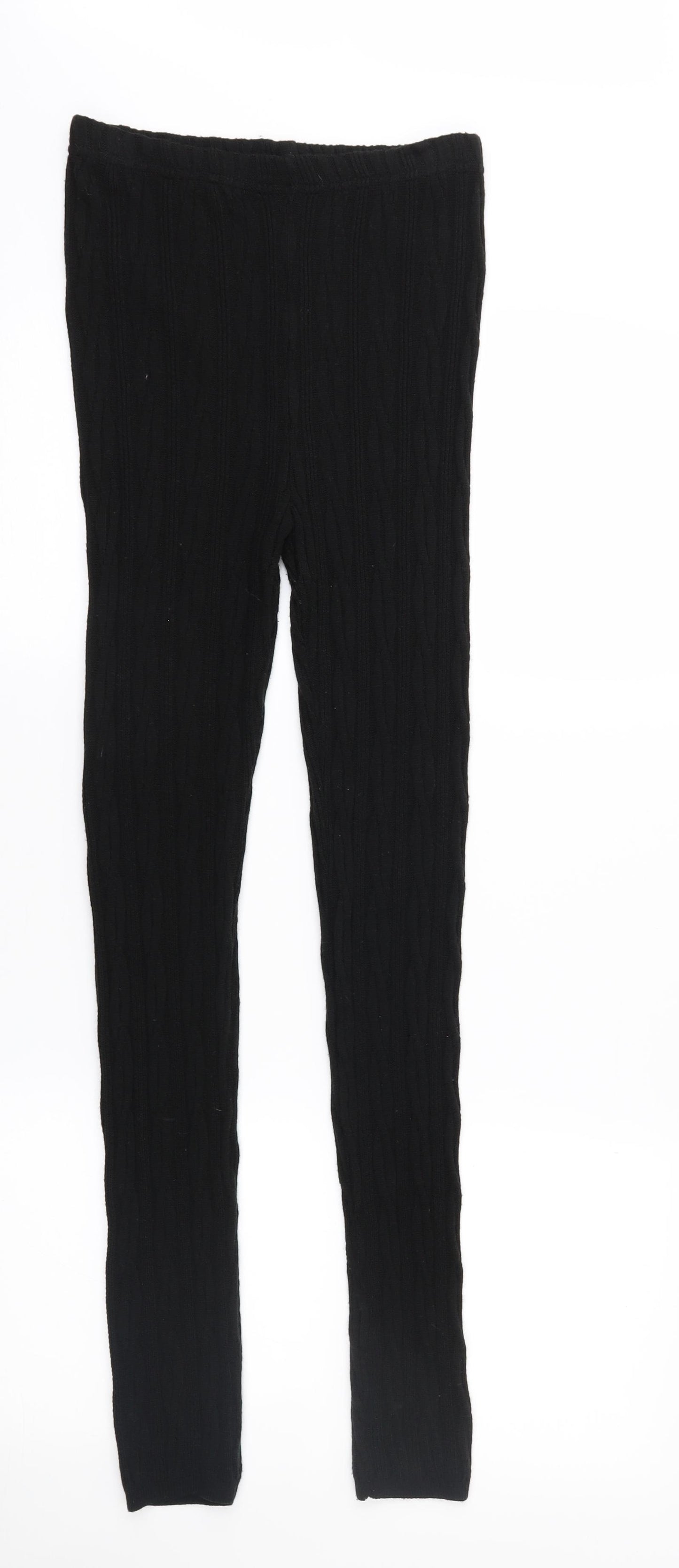 F&F Womens Black  Knit  Leggings Size M L29 in - Cable knit