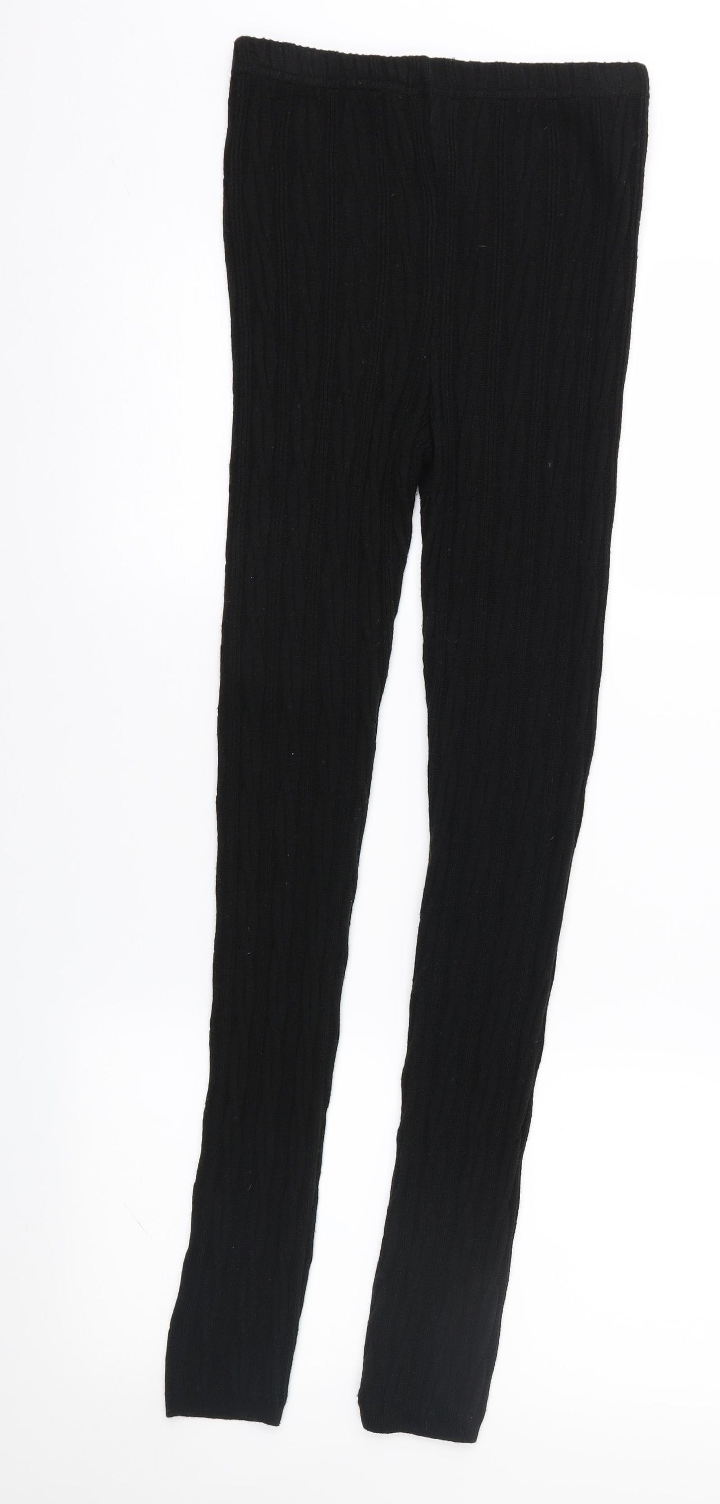 F&F Womens Black  Knit  Leggings Size M L29 in - Cable knit