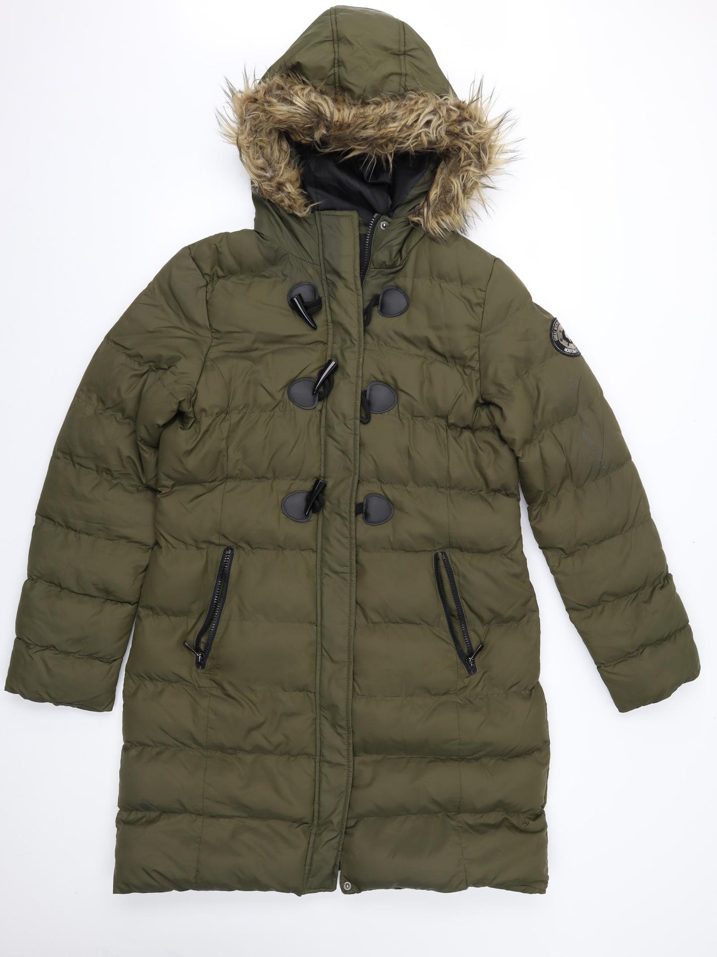 Brave Soul Womens Green   Parka Coat Size 14