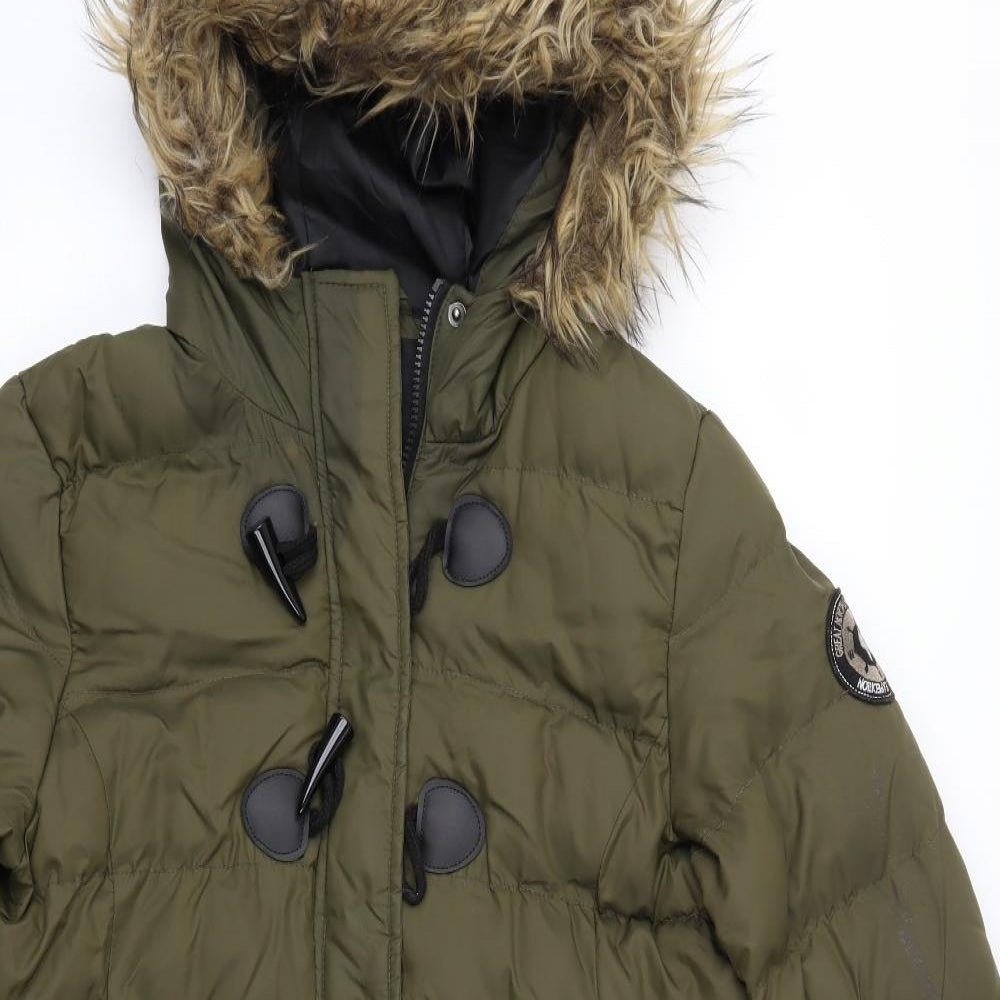 Brave Soul Womens Green   Parka Coat Size 14