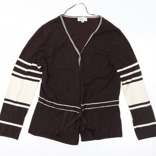 Klass Womens Brown Striped  Cardigan Jumper Size M