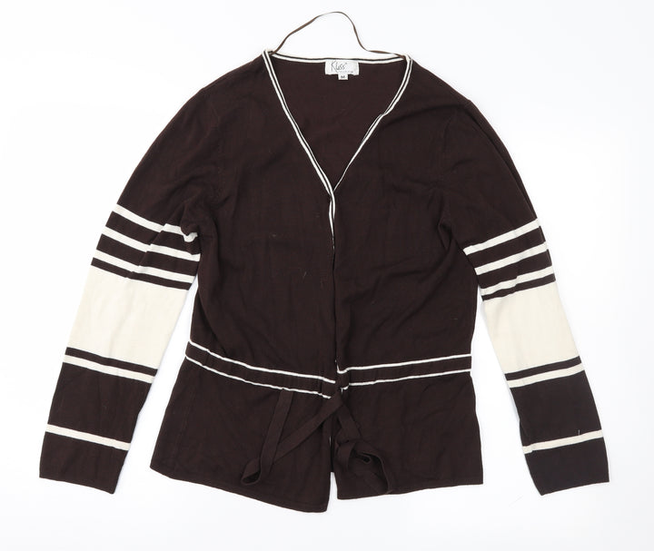 Klass Womens Brown Striped  Cardigan Jumper Size M