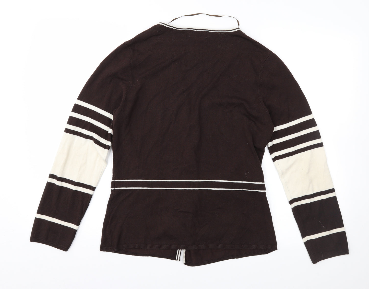 Klass Womens Brown Striped  Cardigan Jumper Size M