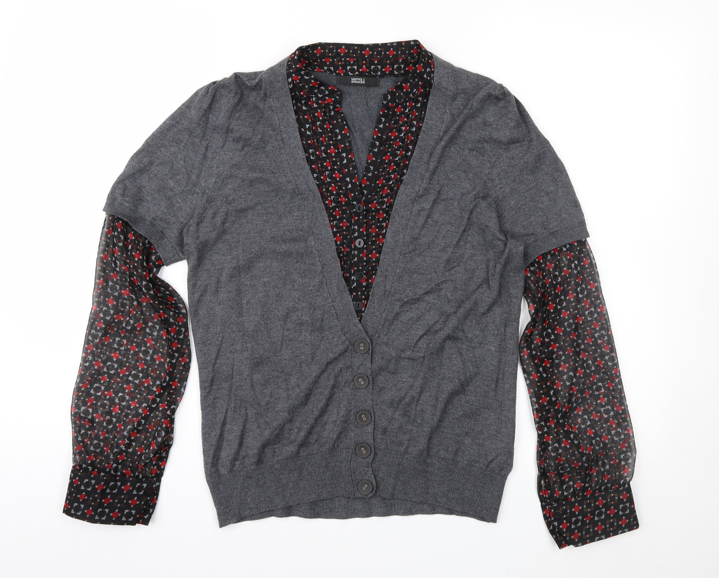 Marks and Spencer Womens Grey Geometric  Pullover Jumper Size 12
