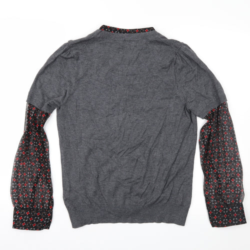 Marks and Spencer Womens Grey Geometric  Pullover Jumper Size 12