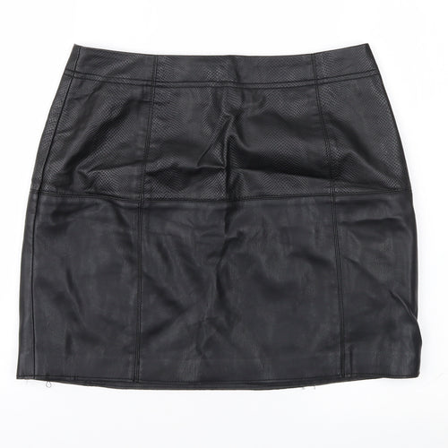River Island Womens Black Animal Print  A-Line Skirt Size 10