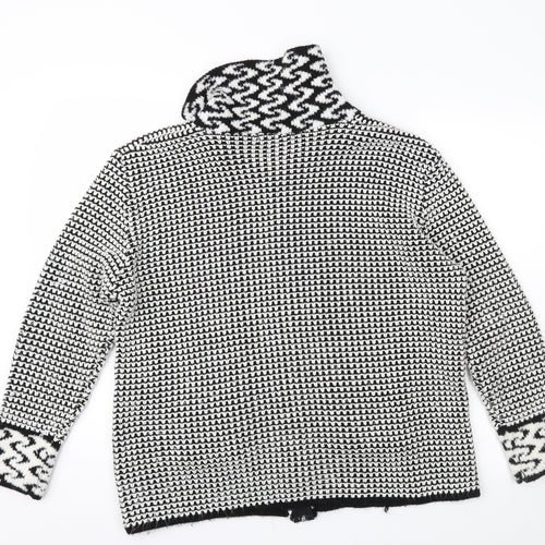 Envy Womens Black Geometric  Cardigan Jumper Size M