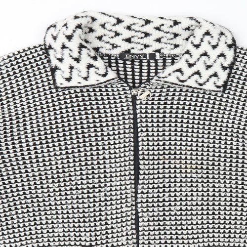 Envy Womens Black Geometric  Cardigan Jumper Size M