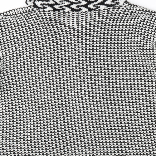 Envy Womens Black Geometric  Cardigan Jumper Size M