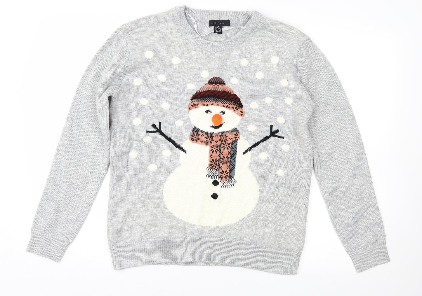 Atmosphere Womens Grey Fair Isle  Pullover Jumper Size M  - Xmas