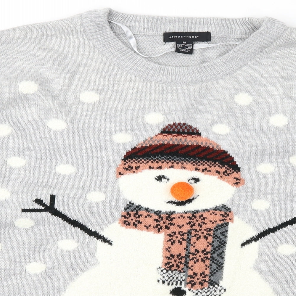 Atmosphere Womens Grey Fair Isle  Pullover Jumper Size M  - Xmas