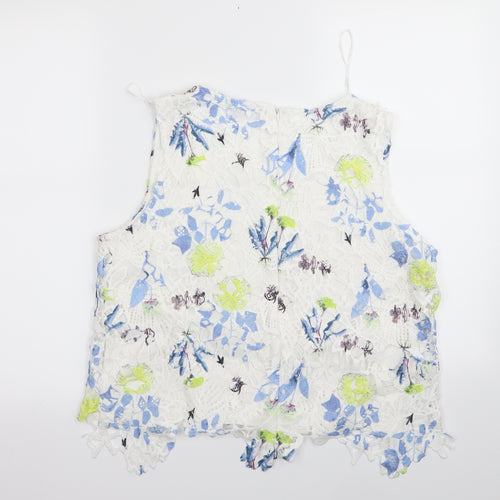 Select Womens White Floral  Basic Tank Size 14