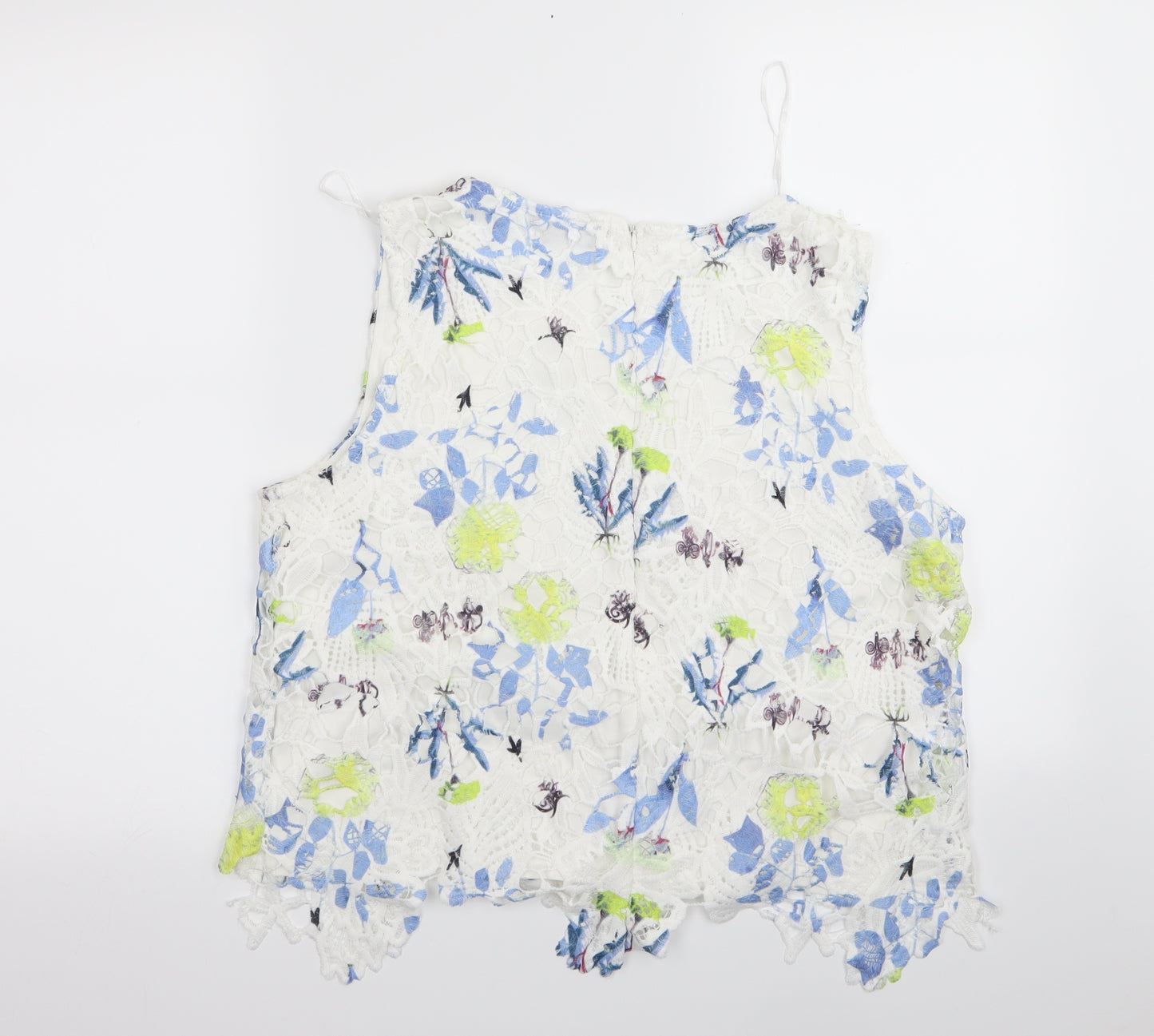 Select Womens White Floral  Basic Tank Size 14