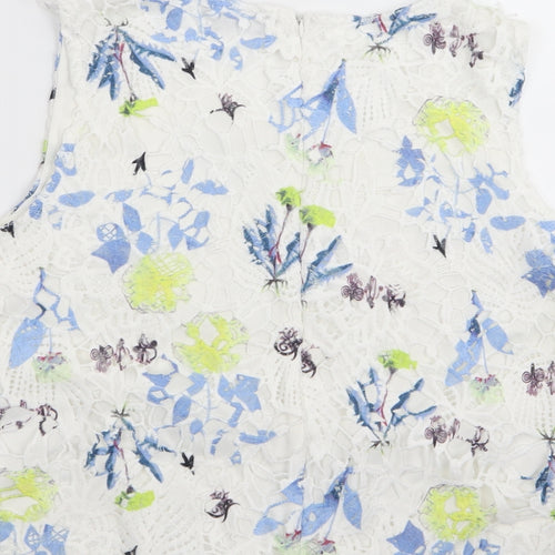 Select Womens White Floral  Basic Tank Size 14