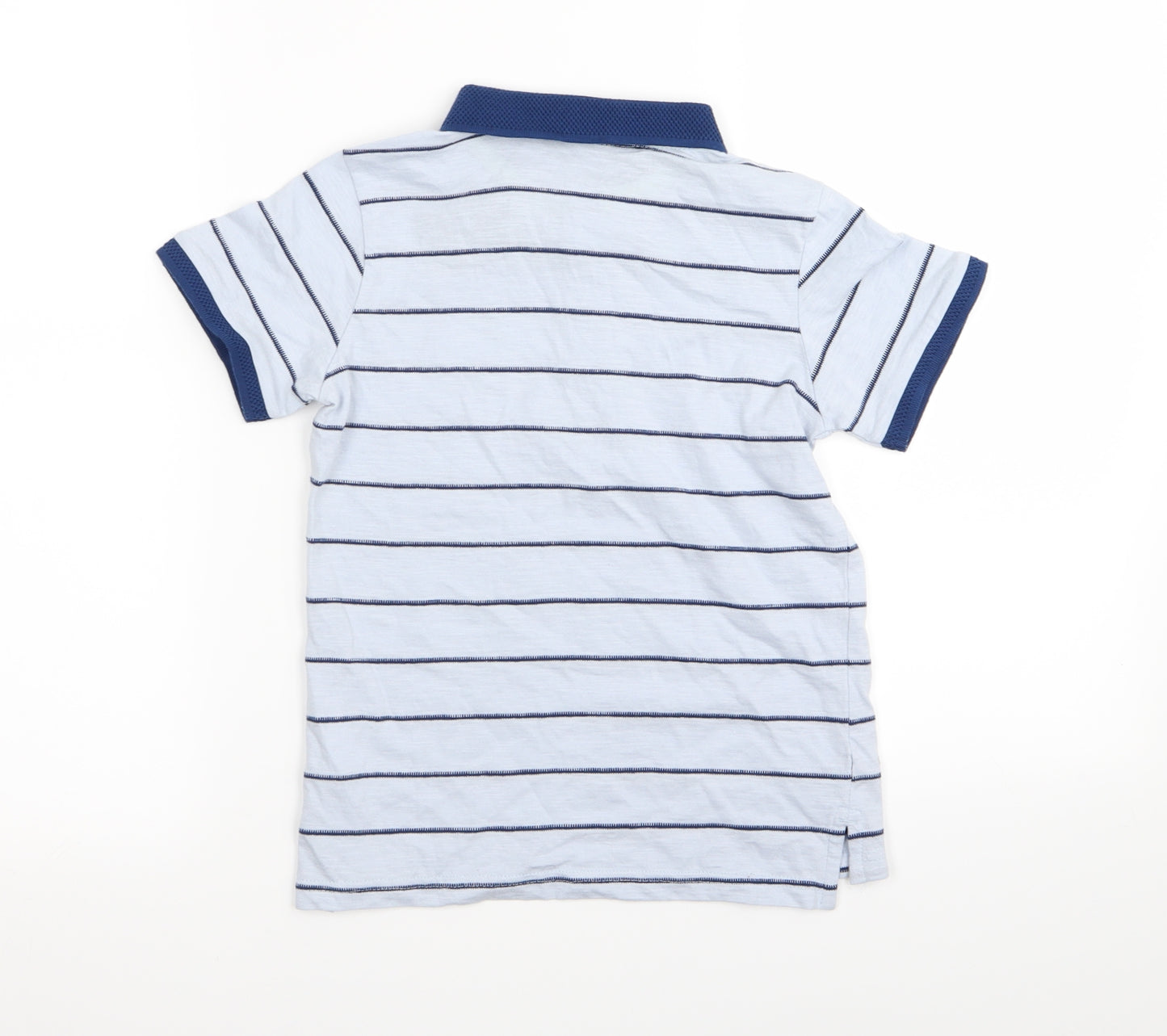 Asda George Boys Blue Striped  Basic Polo Size 6-7 Years