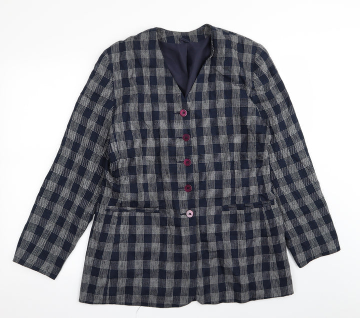 Debenhams Womens Blue Check Jacket Blazer Size 14