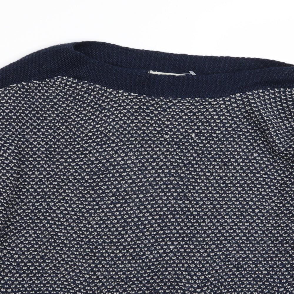 Indigo Womens Blue Houndstooth  Pullover Jumper Size 12