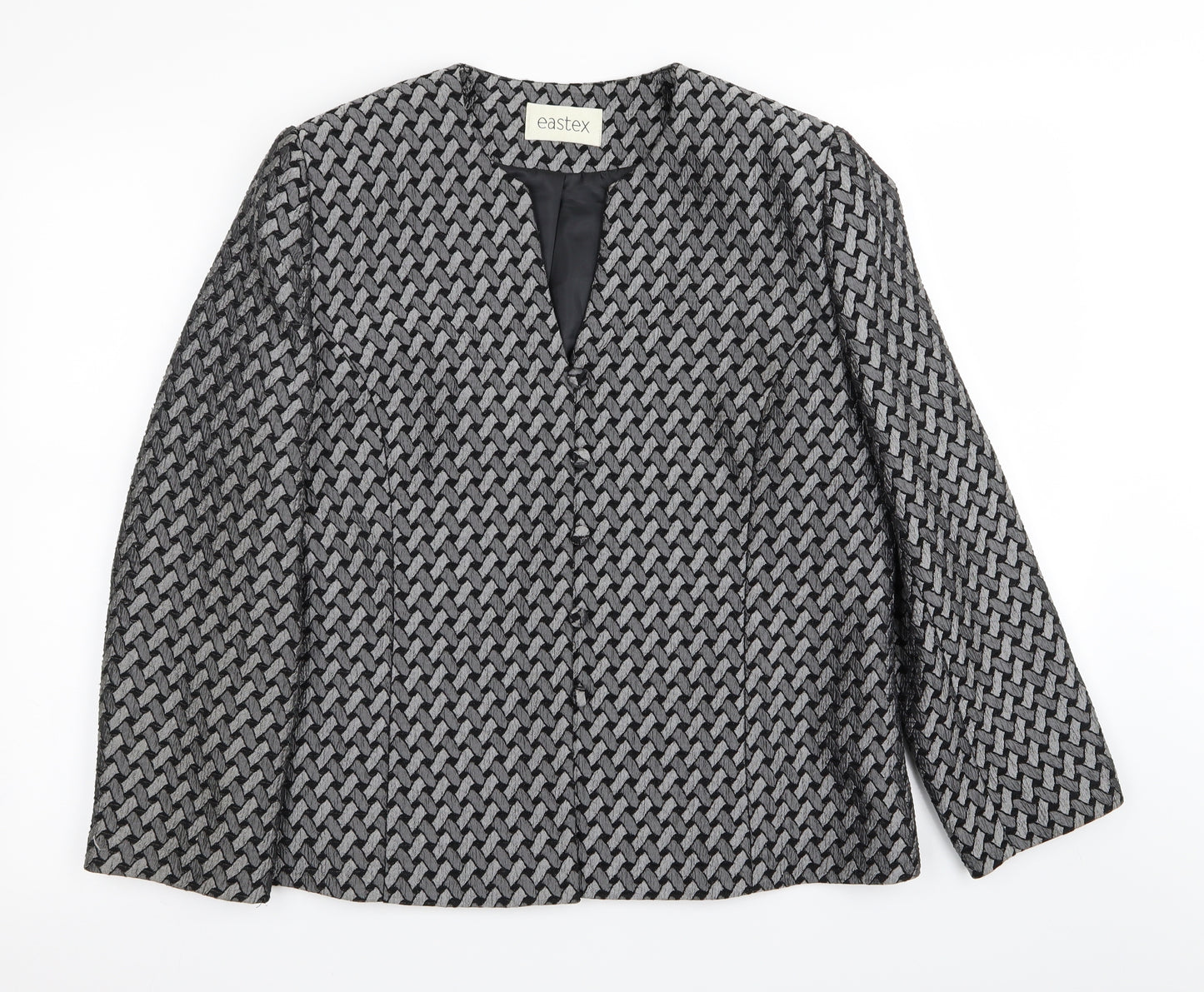 Eastex Womens Grey Houndstooth  Jacket Blazer Size 14