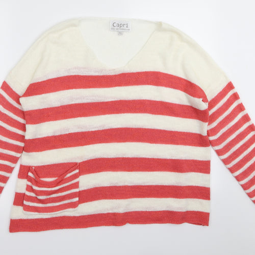 Capri Womens Multicoloured Striped  Pullover Jumper Size M