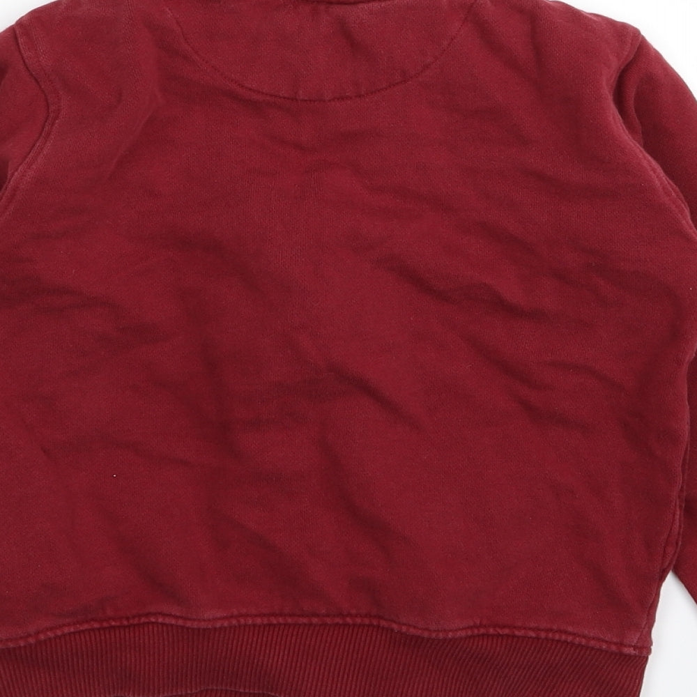 Penguin Boys Red Striped  Full Zip Jumper Size 6-7 Years